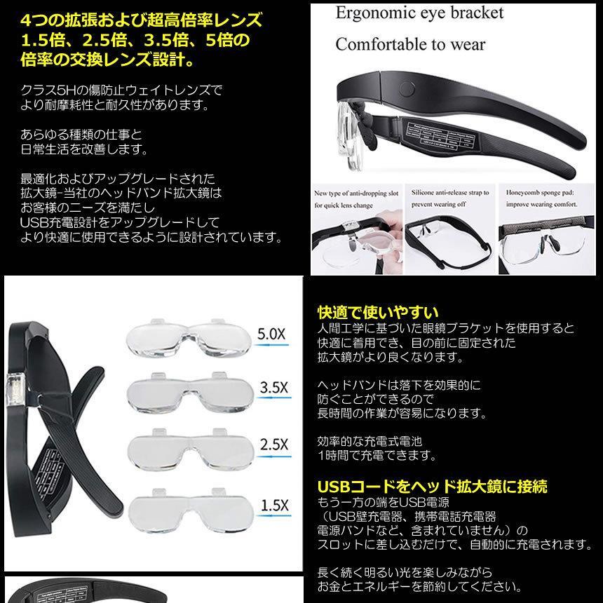  magnifier LED glasses head magnifier lens 1.5 times 2.5 times 3.5 times 5 times angle adjustment gum band glasses both for LED light attaching 4LEGEGG