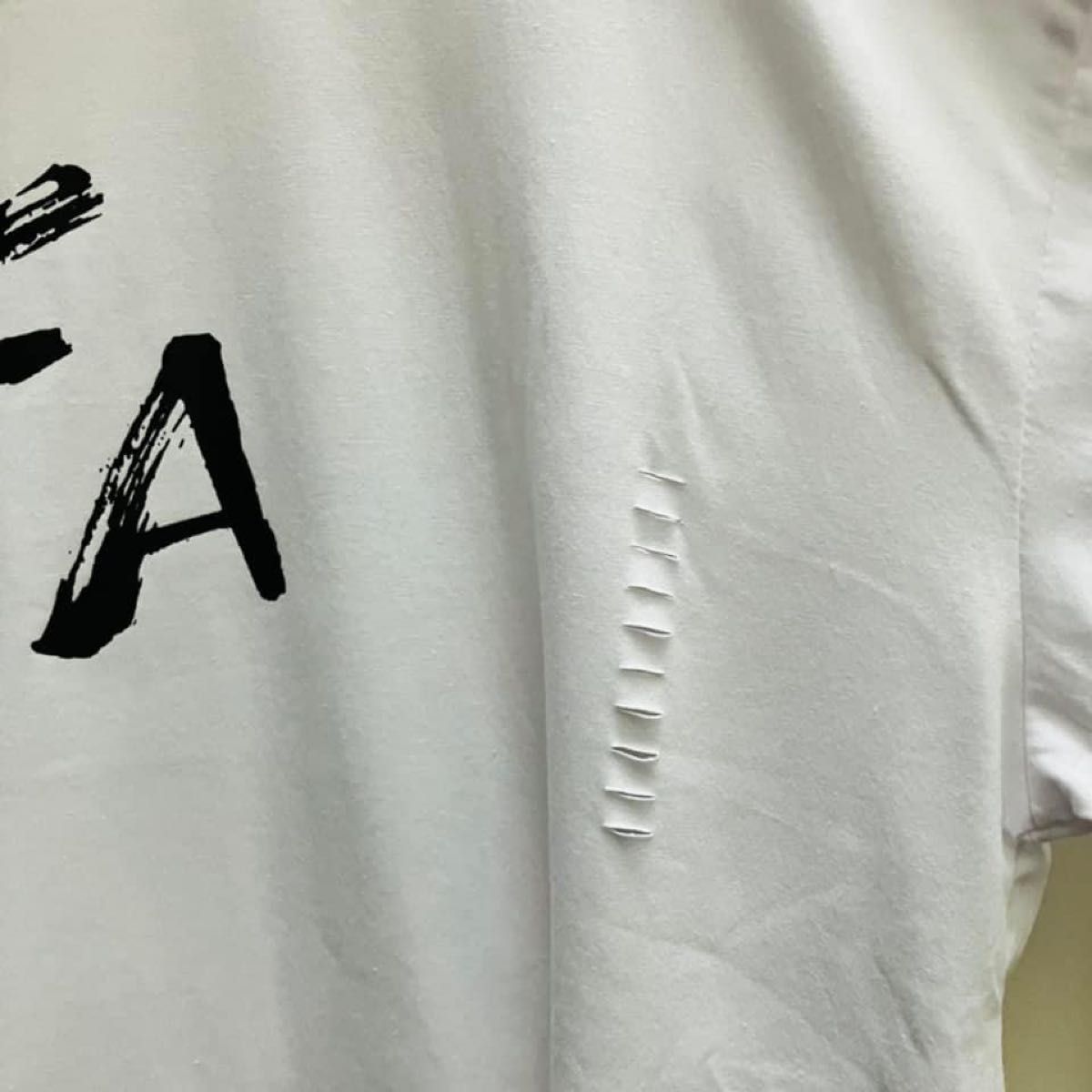 新品 ダメージ加工 ビッグ ロング Tシャツ ハード ワンマイル ライブ フェス ゆったり ワンピース  チュニック  韓国系