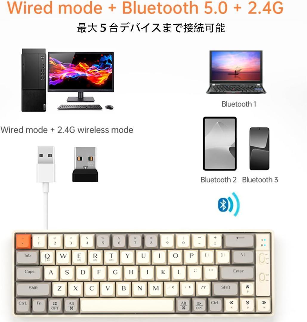 メカニカルキーボード ホットスワップ 英語配列 65key 金軸_画像7