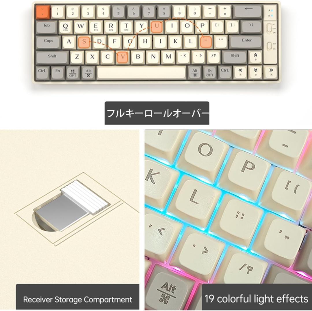 メカニカルキーボード ホットスワップ 英語配列 65key 金軸_画像6