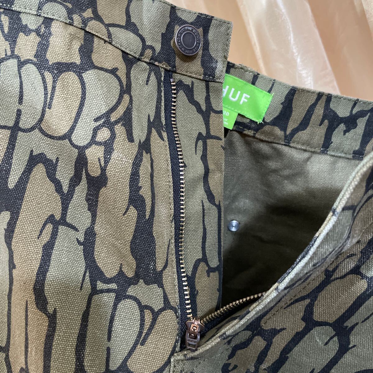 HUF ハフ GILMAN DOUBLE KNEE CAMO PANT 迷彩ダブルニーパンツ サイズ30 オリーブ ワーク ミリタリー スケボー_画像9