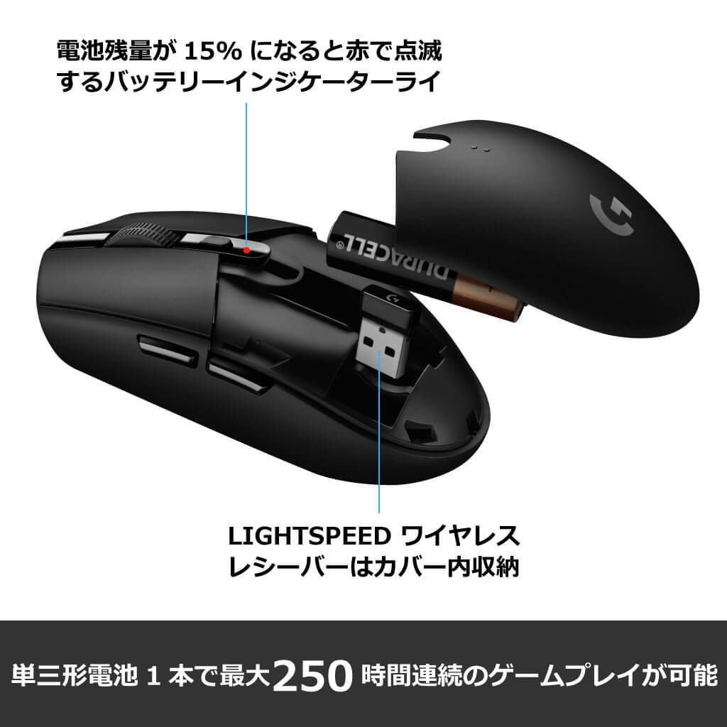 Logicool G ゲーミングマウス 無線 G304 HEROセンサー LIGHTSPEED ワイヤレス 99g軽量 G304 G304rWH G304-BL G304-LC G304MN 国内正規品の画像7