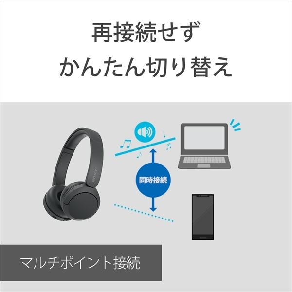 SONY ソニー WH-CH520 BZ ブラック 黒 ヘッドホン Bluetooth ワイヤレスヘッドホン コンパクト マイク付き 通話 iPhone Android PCの画像9