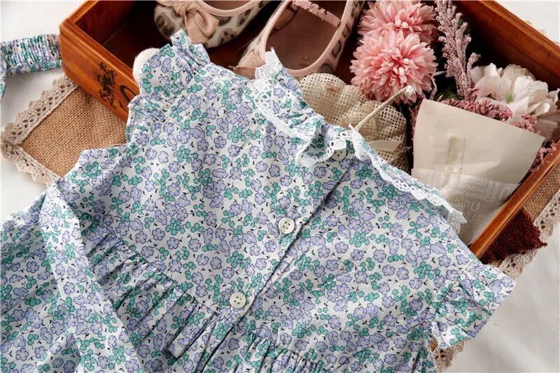  baby clothes smock dress One-piece floral print 85 centimeter pretty handmade . child clothes Kids girl new goods 