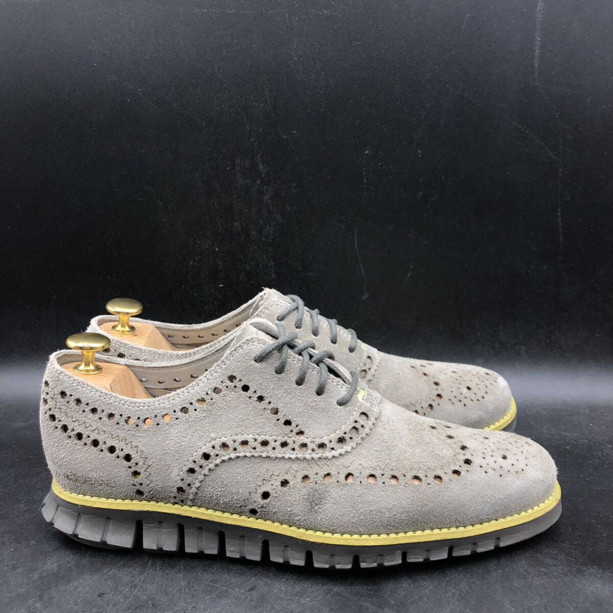 M2553 COLE HAAN コールハーン ZERO DRAND ゼログランド レザー スエード シューズ ウイングチップ 内羽根 メンズ 7.5 M 25.5cm相当 グレー_画像5