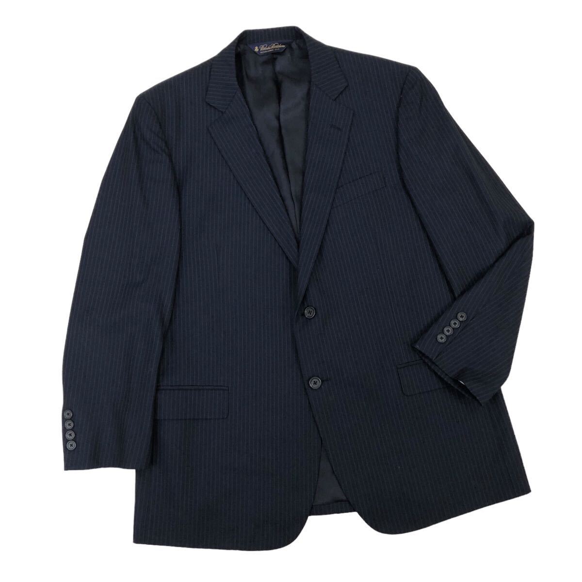 m505-18 BROOKS BROTHERS Brooks Brothers полоса рисунок костюм выставить tailored jacket брюки темно-синий мужской джентльмен 
