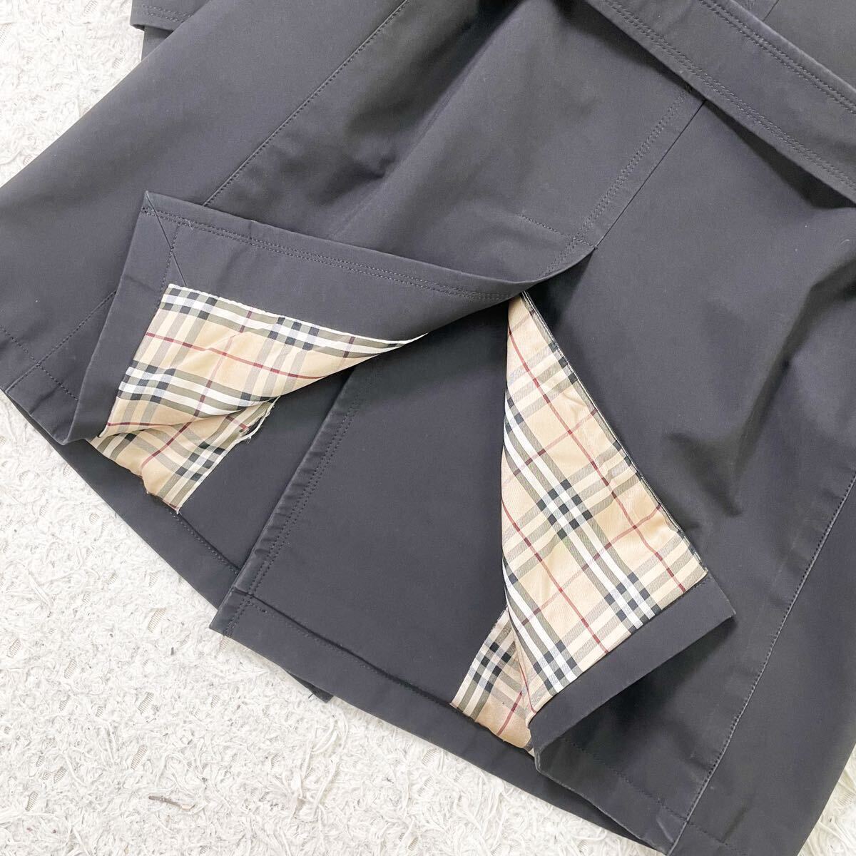 極美品!!希少Lサイズ!!バーバリーブラックレーベル BURBERRY BLACK LABEL トレンチコート ロング丈 ノバチェック ベルト 黒 メンズ 春夏_画像9