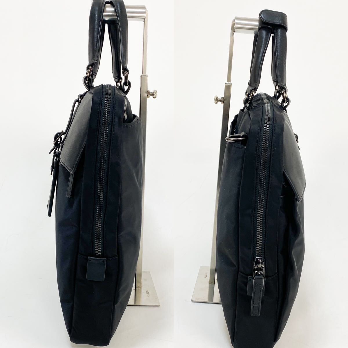 1円〜極美品◆現行モデル TUMI トゥミ ビジネスバッグ ブリーフケース2way レザー ナイロン ロゴ シルバー金具 肩掛け 斜め掛け メンズ A4の画像4