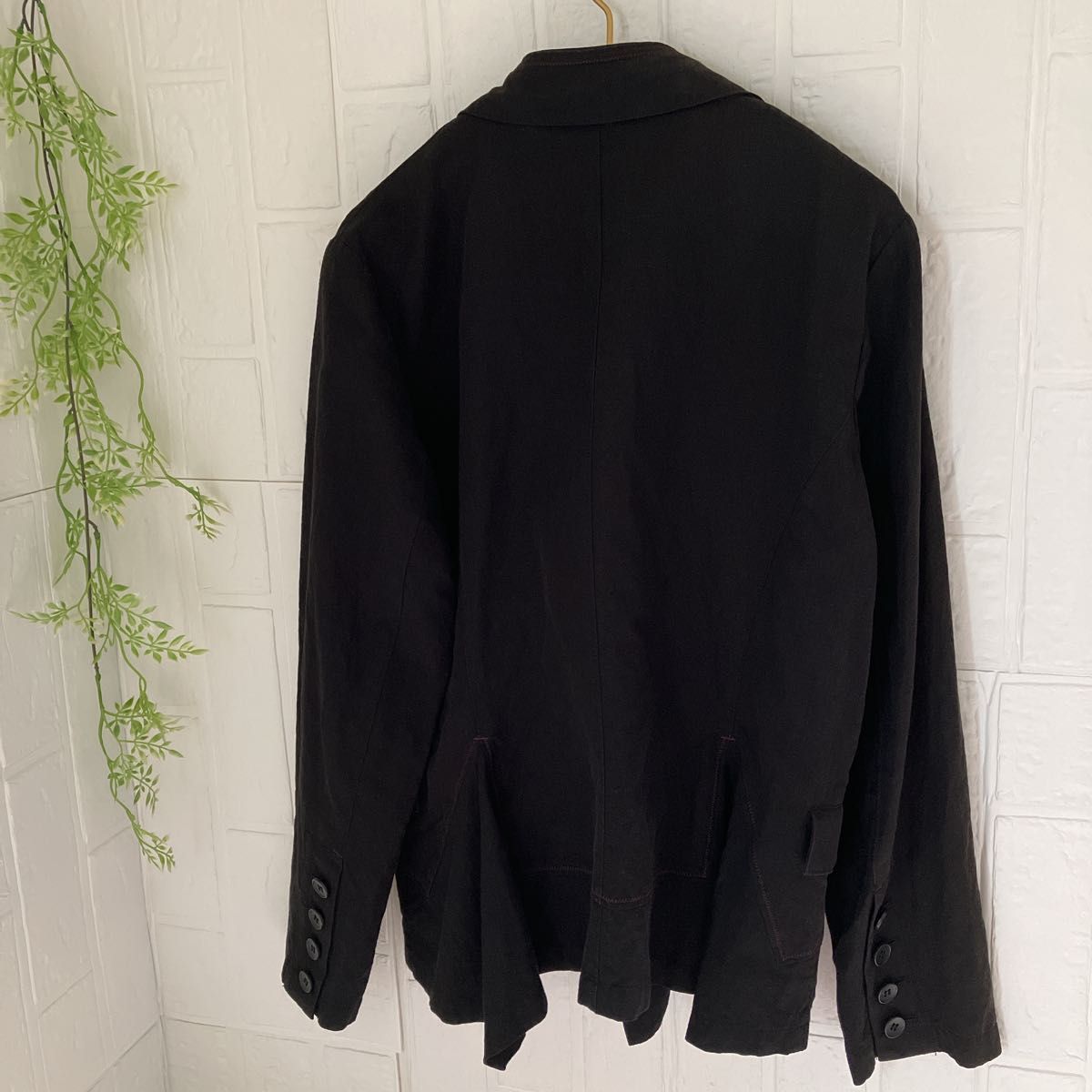 CRESCENT デザインジャケット　　　　　日本製　ブラック　リネン&綿　ステッチデザイン
