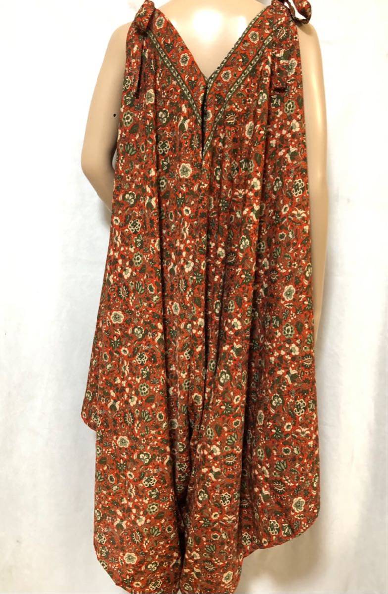  ethnic silk gorgeous & beautiful Silhouette One-piece type Random flare pants all-in-one orange 