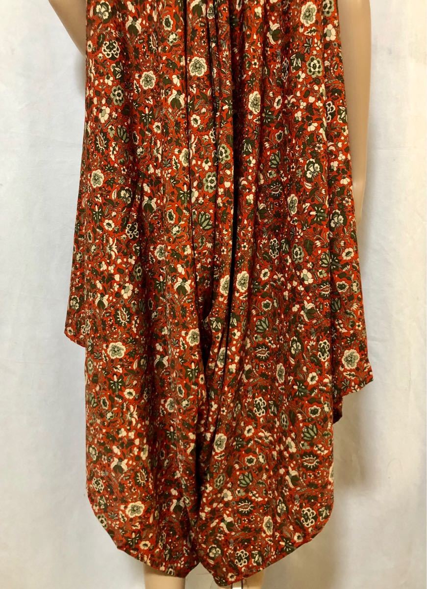  ethnic silk gorgeous & beautiful Silhouette One-piece type Random flare pants all-in-one orange 