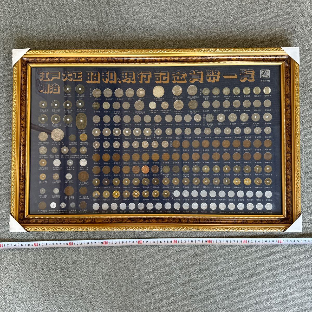 1 江戸明治大正昭和平成現行記念貨幣一覧横約81cm 縦約52cm 一円 1 江戸明治大正昭和平成現行記念貨幣一覧横約81cm 縦約52cm 一円