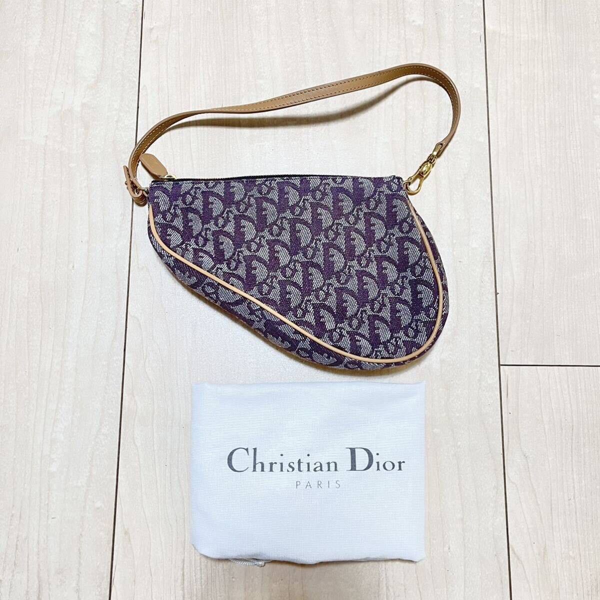579 Christian Dior クリスチャンディオール トロッター オブリーク サドルバッグ ミニバッグ アクセサリーポーチ ハンドバッグ キャンバス_画像1
