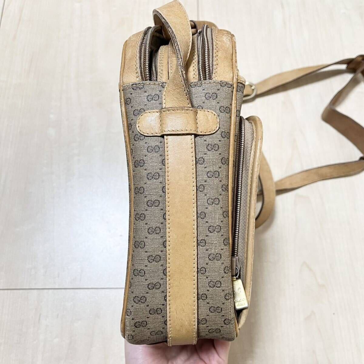 581 グッチ GUCCI ヴィンテージ GG柄 ショルダーバッグ ハンドバッグ ブラウン_画像4