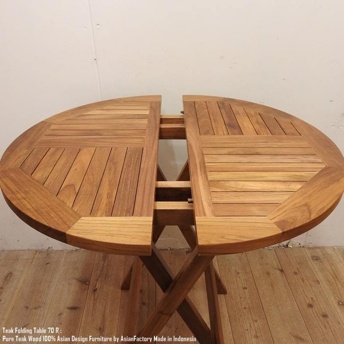 チーク無垢材 折りたたみ ガーデンテーブル 70R ラウンド 70cm×70cm 丸型 円形 ピクニックテーブル 木製コーヒーテーブル サイドテーブルの画像10