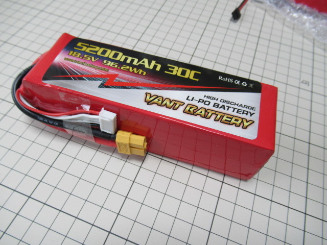 ○ リポバッテリーVANTbattery ５セル １８，５V ５２００ｍAh ３０C LiPoバッテリーLi-Po ラジコン_新しいパッケージです。