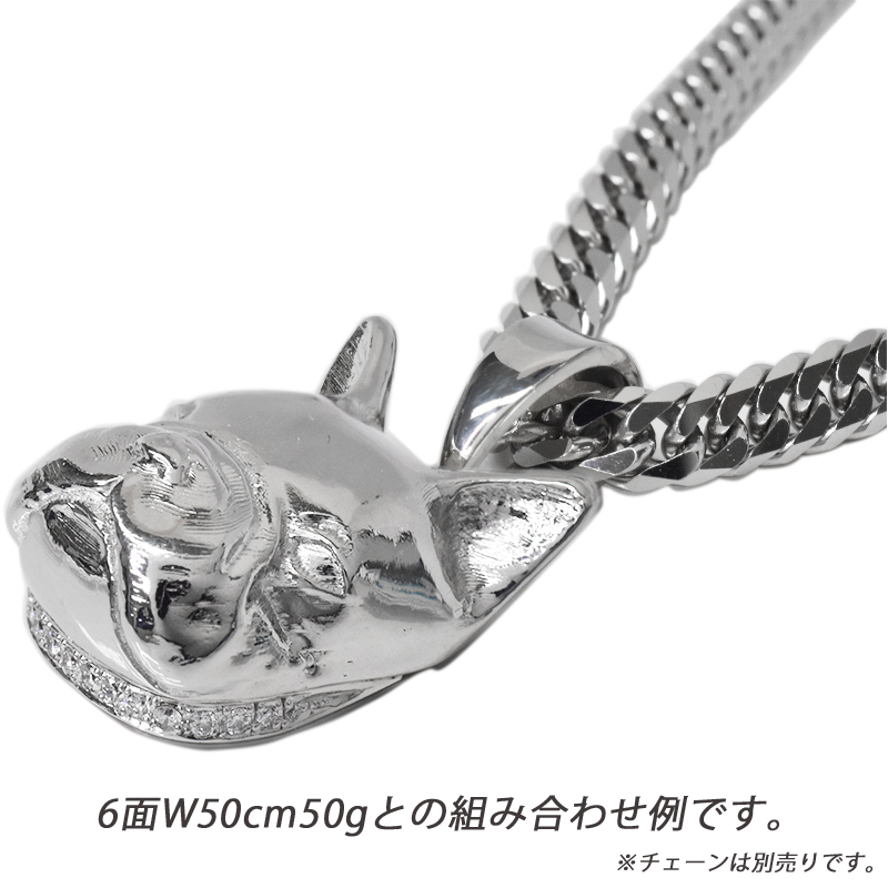 Pt900 フレブル24 ダイヤ首輪付 ペンダントトップ ハンドメイド フレンチブルドッグ 犬 フィギュア メンズ レディース 日本製 新品 ori24_画像6