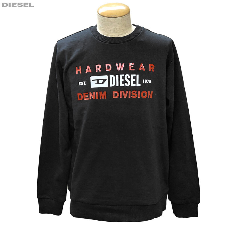 DIESEL ディーゼル 長袖 トレーナー A00320 RHATY 9XX ブラック XL スエット スウェットシャツ プルオーバー メンズ 新品 並行輸入品_画像1