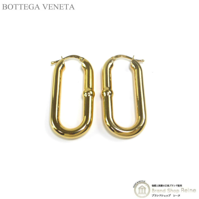 ボッテガ ヴェネタ （BOTTEGA VENETA） チェーンフープピアス スターリングシルバー 925 両耳用 707795 イエローゴールド（新品）