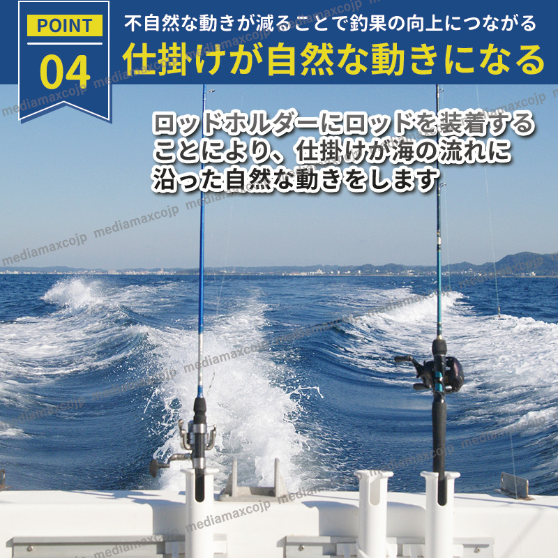 ロッド ホルダー スタンド 竿立て 竿置き 釣竿 3連 船 釣り ボート フィッシング 漁船 ヨット 釣り船 電動リール 壁面セット 黒 2個組の画像6