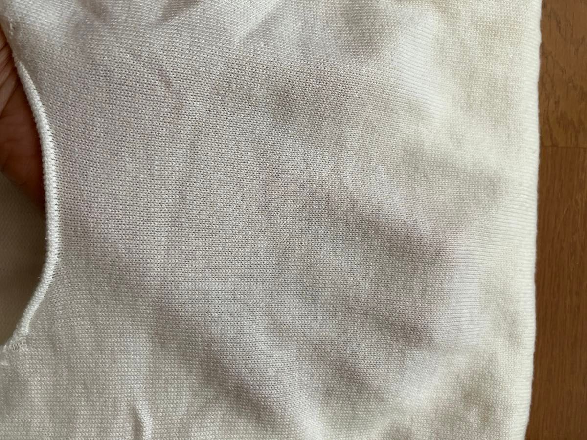 新品　ヌワン　最高級コットン海島綿　半袖ニット　半袖　ニット　無縫製ホールガーメント　M 日本製　ホワイト