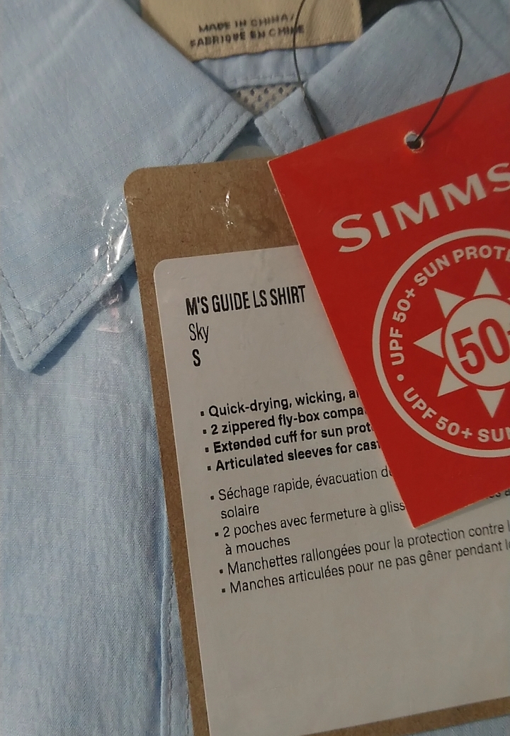 送料込み　新品未使用　Simms Guide LS Shirt ガイド ロングスリーブ シャツ スカイ　US-S　日本Mサイズ相当_画像3