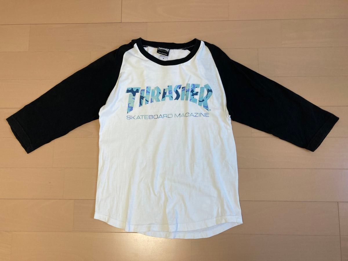 THRASHER  ラグラン　Tシャツ　七分袖　メンズ　Ｍ　穴あり