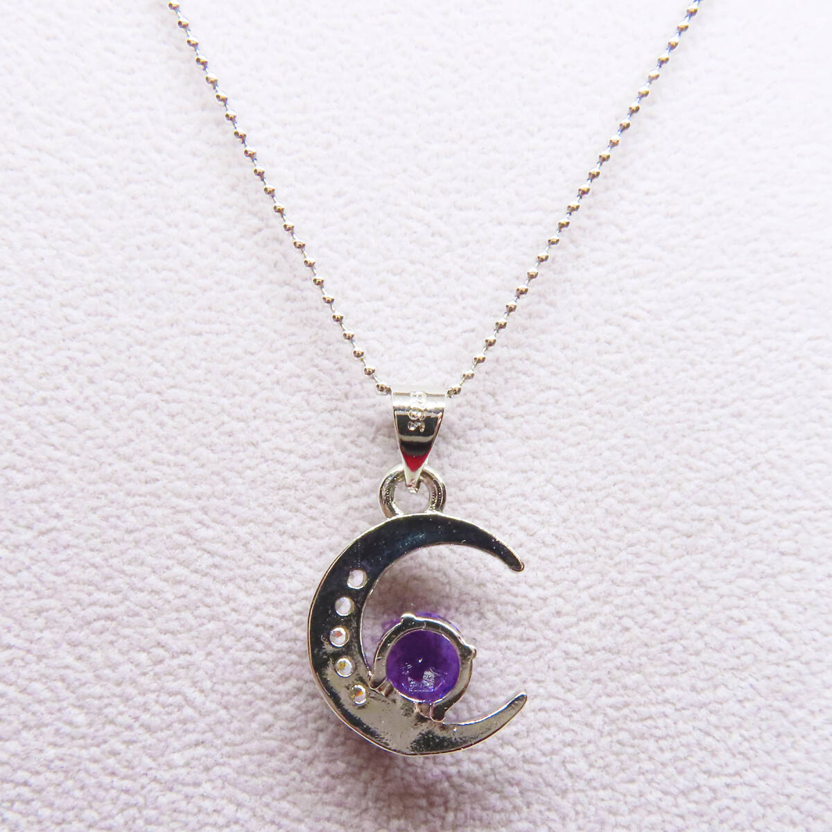 新品 アメジスト 紫水晶 ダイヤモンド 925 シルバー ペンダント ネックレス 月 ゆめかわいい 2月 誕生石 宝石 天然石_画像6