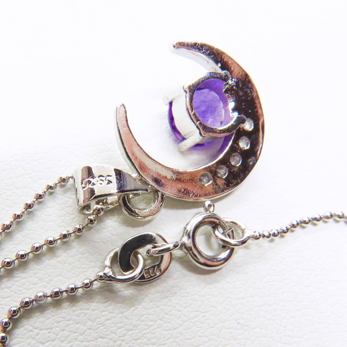 新品 アメジスト 紫水晶 ダイヤモンド 925 シルバー ペンダント ネックレス 月 ゆめかわいい 2月 誕生石 宝石 天然石_画像7