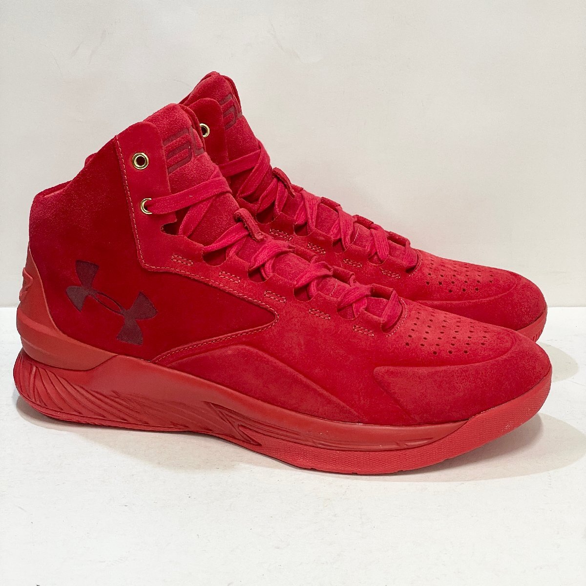 29cm UNDER ARMOUR CURRY 1 MID SUEDE 1298701-600 アンダーアーマー カリ― 1 ミッド スエード レッド メンズ スニーカー HU H105642_画像1