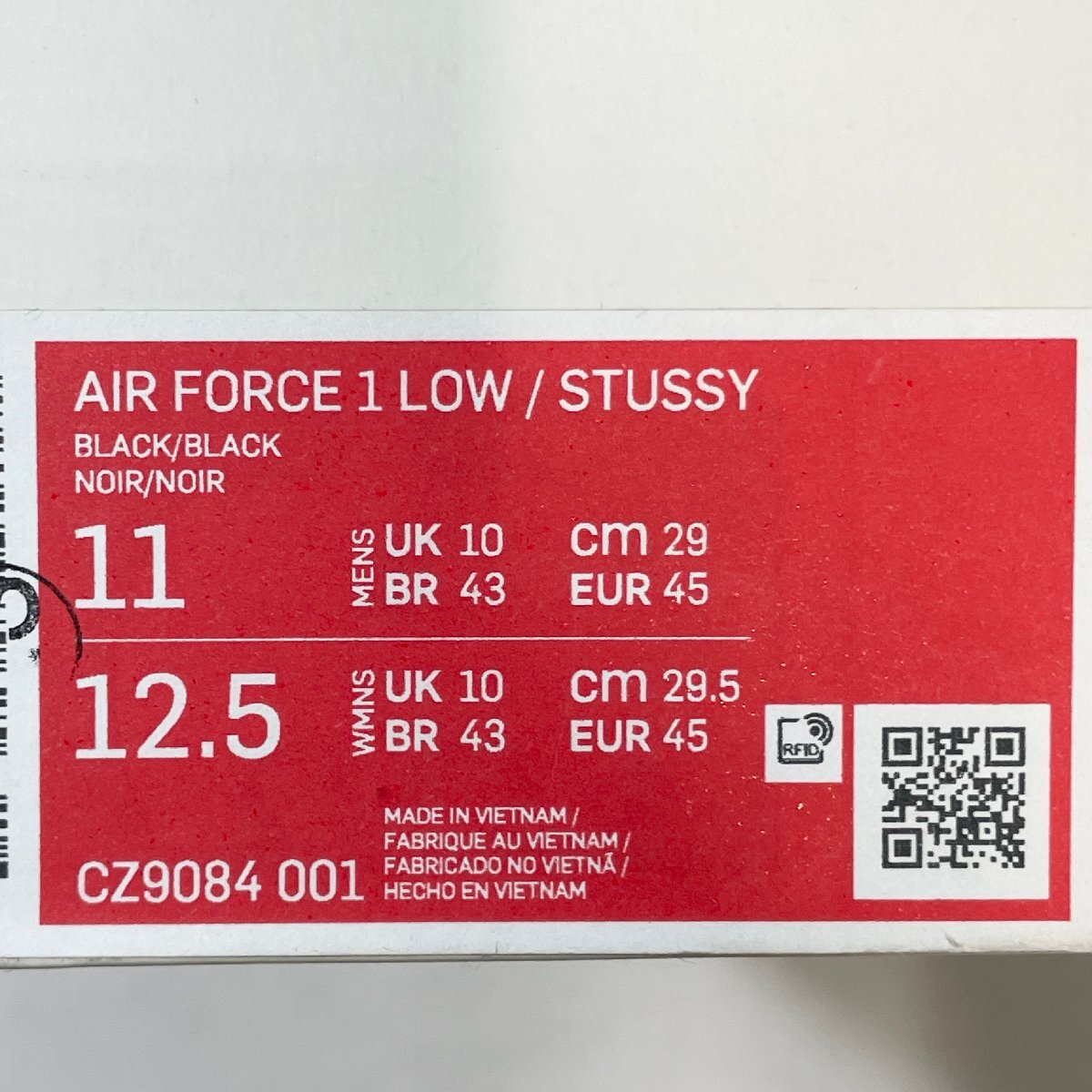 29cm NIKE AIR FORCE 1 LOW /STUSSY CZ9084-001 Nike Air Force 1 low / Stussy black men's sneakers MH H105914