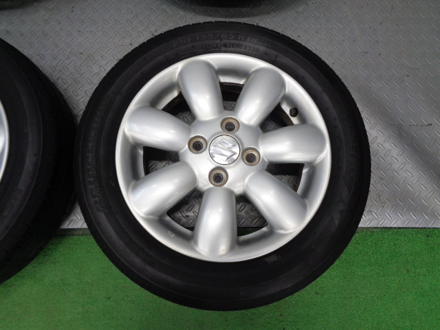 バリ山!! HE22S ラパン 純正 14 インチ ホイール タイヤ 4本 155/65R14 4.5J 100 4穴 4H ワゴンR パレット スペーシア エブリィ MRワゴン_画像6