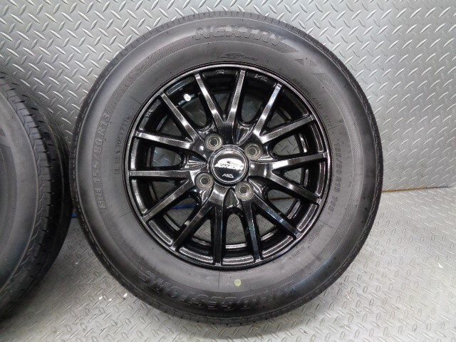 バリ山!! 155/80R13 13 インチ ホイール タイヤ 4本 4J 100 4穴 4H ムーブ ワゴンR パレット N-VAN エブリィ バモス アトレー N-BOX N-ONE_画像4