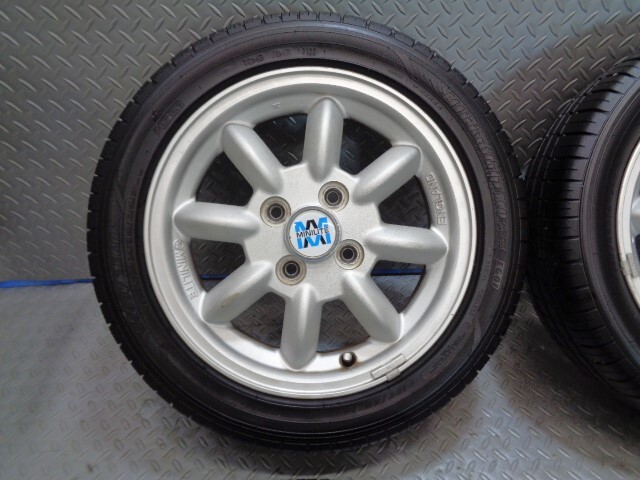 バリ山! MINILITE ミニライト 14 インチ ホイール タイヤ 4本 165/55R14 4.5J 100 4穴 4H ミラ ムーヴ ワゴンR ラパン N-BOX モコ パレット_520X520X320 24kg x2梱包