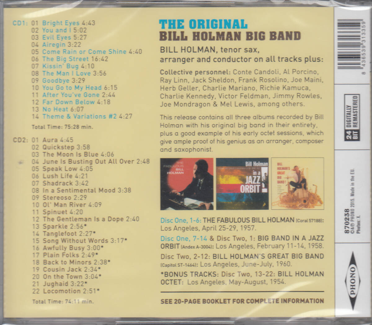 ◆新品・送料無料◆ビル・ホルマン/オリジナル・ビル・ホルマン・ビッグバンド 2枚組 Import v8563の画像2