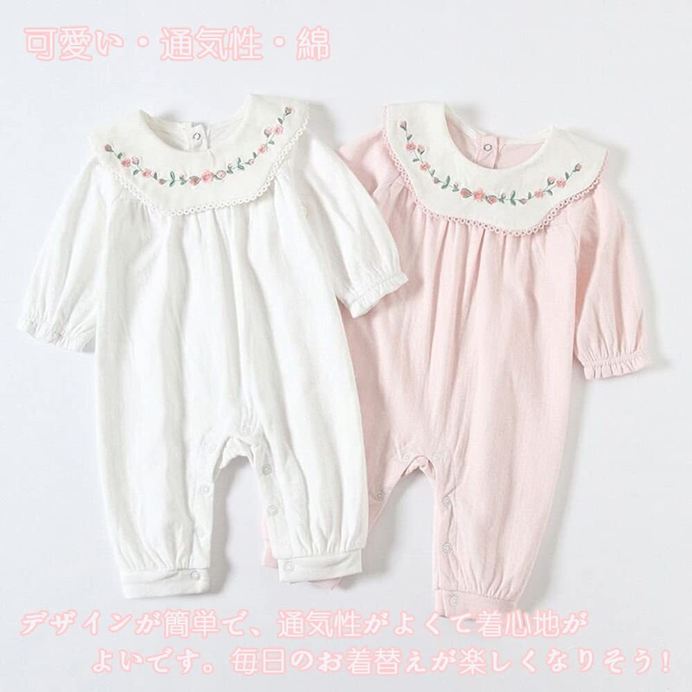  baby clothes rompers spring autumn child clothes girl coverall baby plain celebration of a birth present collar attaching embroidery pink 66cm 3-6 months 