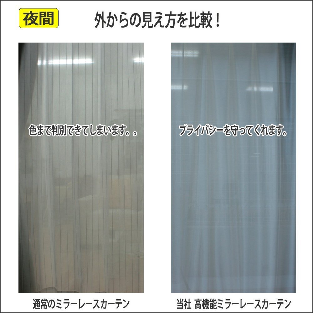 日本製高機能よくばりミラーレースカーテン（UVカット 遮熱 防汚 ウォッシャブル）UE-597-1 (巾130cm×丈176cm-1枚)_画像4