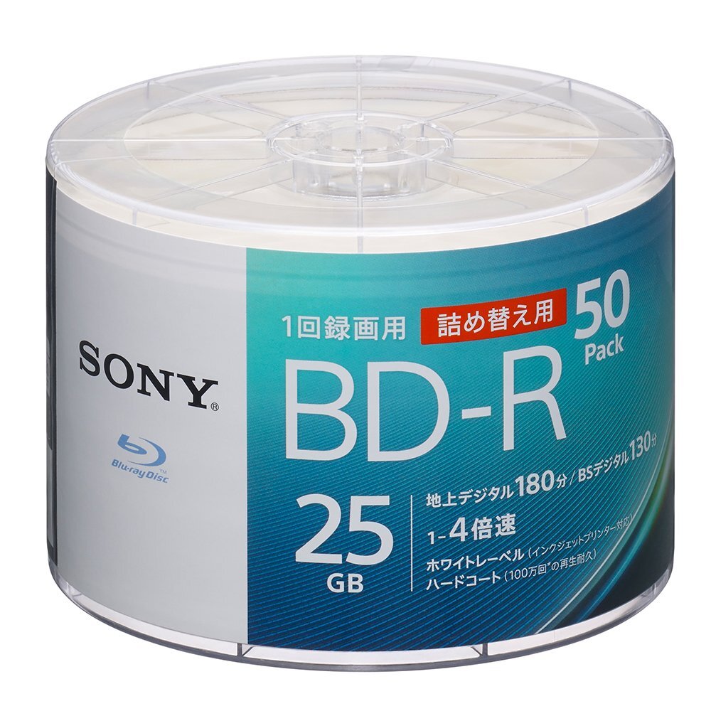 ソニー(SONY) ブルーレイディスク BD-R 25GB (1枚あたり地デジ約3時間) 1回録画用 50枚入り 4倍速ダビング対応 ケース無し 5_画像1