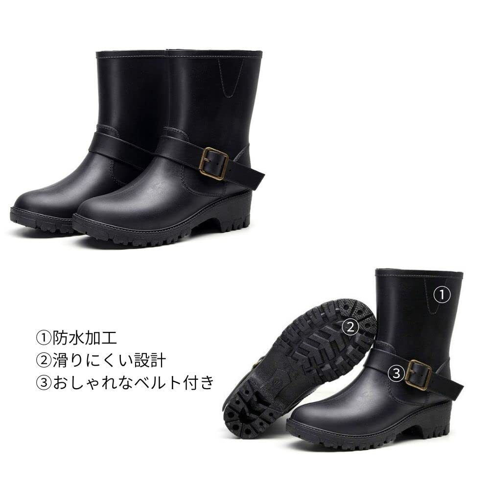  rain boots boots rain shoes lady's Short short boots waterproof light weight snow rain gardening gardening fishing farm work belt slip prevention PVC (m