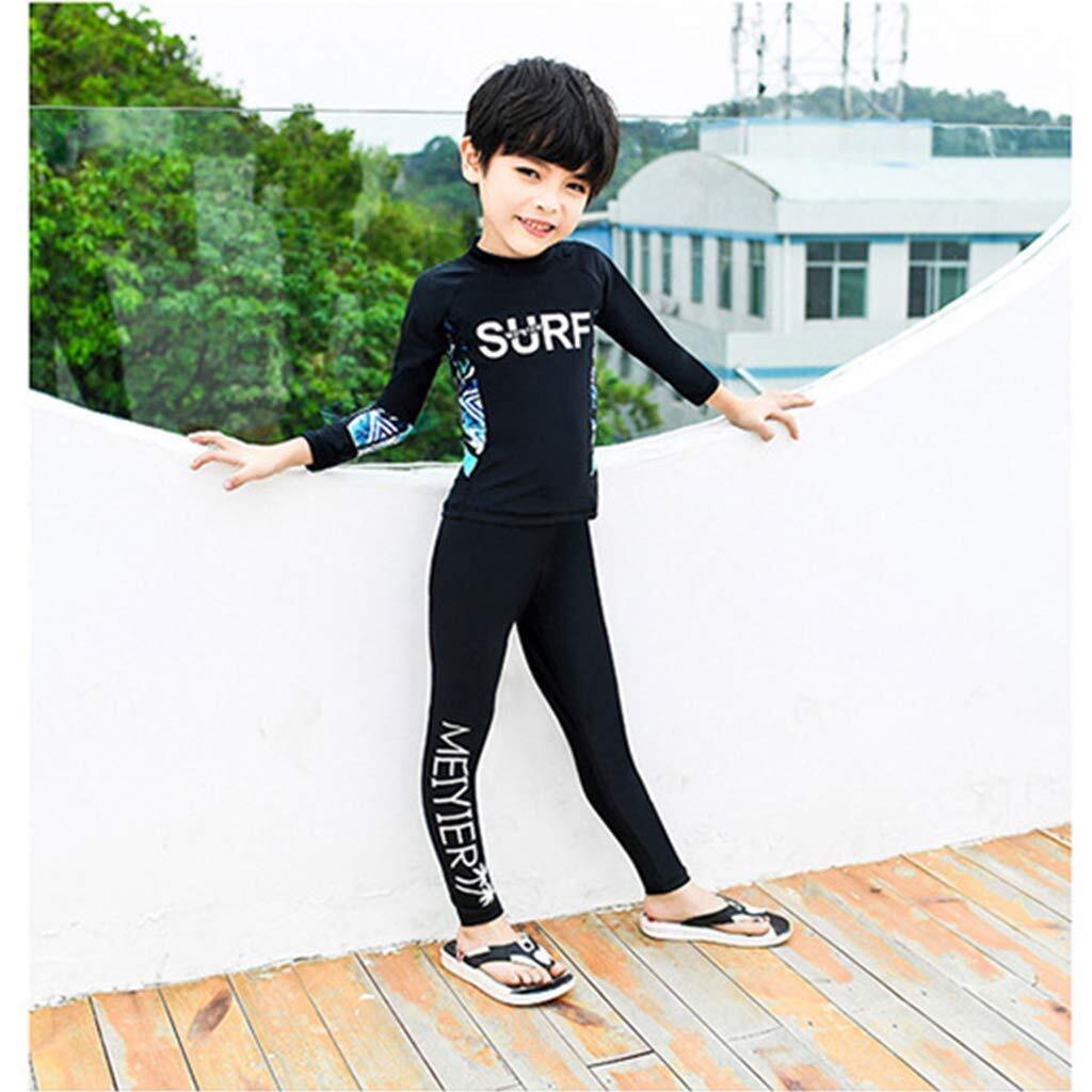 [YUEGUANG] Kids swimsuit separate long sleeve UV cut sunscreen man girl 3 point set Rush Guard Junior playing in water beach p