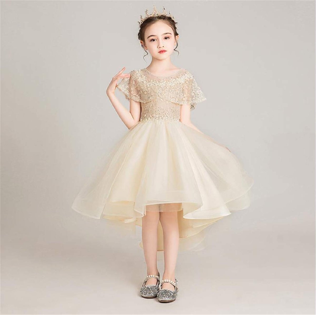 [VIISEN] child dress Junior piano presentation formal Kids dress child dress musical performance . wedding embroidery on goods elegant woman . girl 