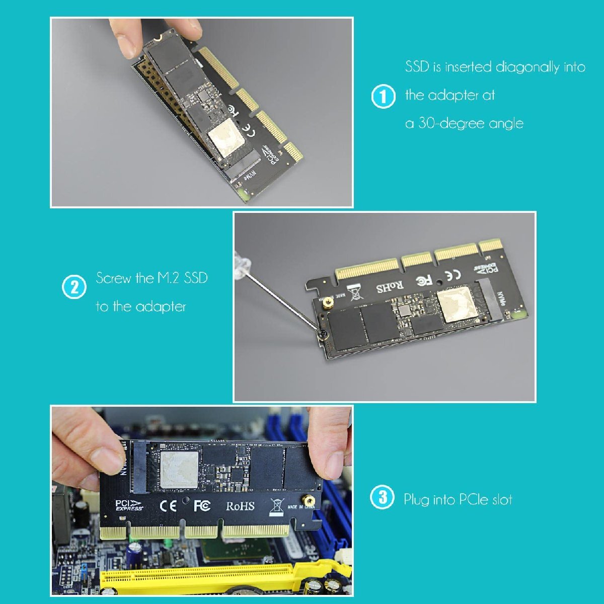 GLOTRENDS M.2 PCIe NVMe 4.0/3.0 変換アダプター、M.2用 PCI-express 4.0/3.0 x4変換ボード、M_画像9