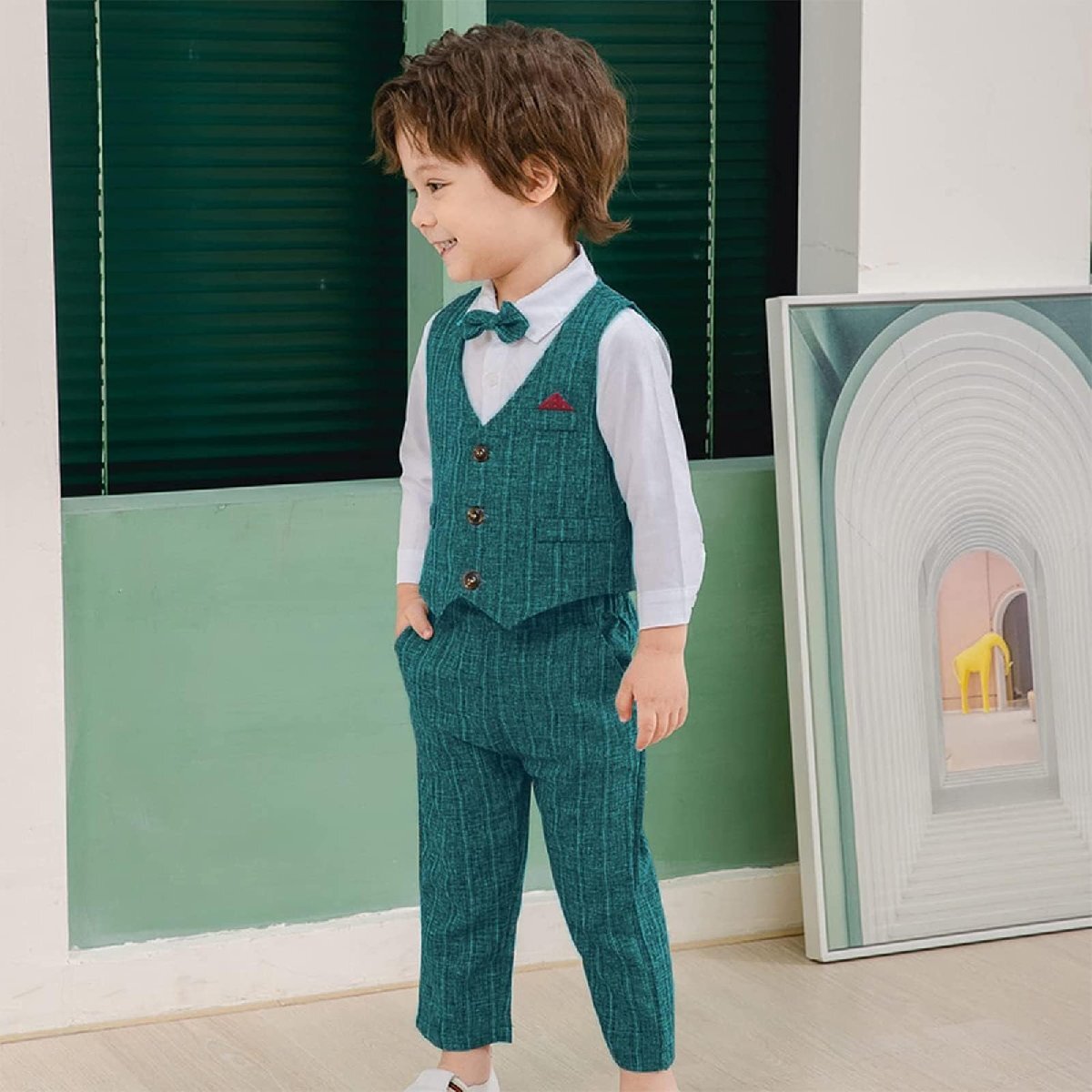 [Volunboy] man formal child suit 4 point set pretty gentleman clothes baby clothes wedding birthday The Seven-Five-Three Festival Christmas party 80-