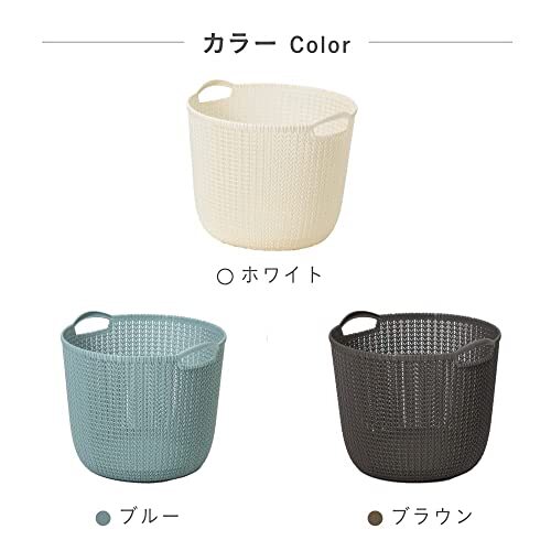 CURVER(カーバー) ラウンドバスケット ホワイト 30L Knit ニット収納 バスケット ランドリー ランドリーバスケット カゴ 洗濯カゴ_画像7