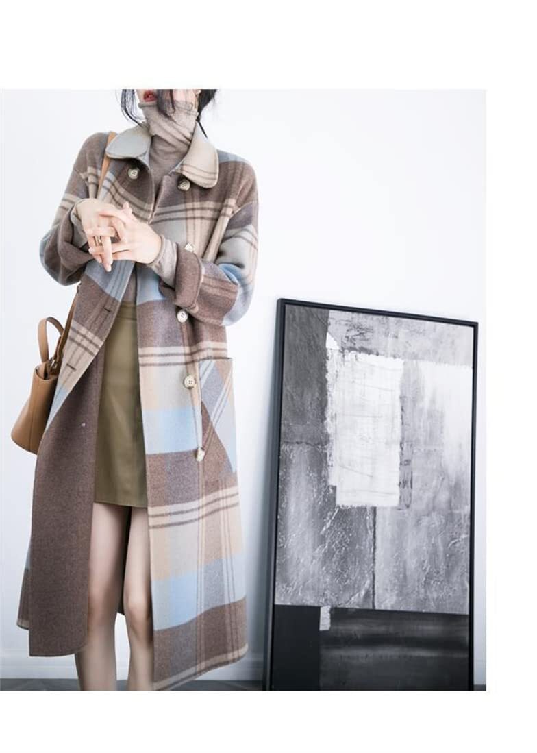 [YUANYUAN] lady's Chesterfield coat coat outer long coat long outer trench coat Korea manner check pattern long height .