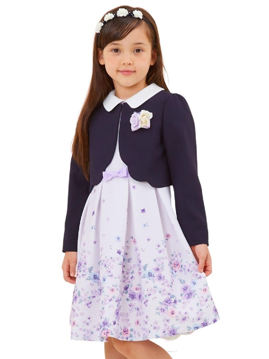 [sho bread ] go in . type girl child clothes suit Kids .. type waist ribbon ensemble 8101-9300 ( purple ( panel flower ), 115