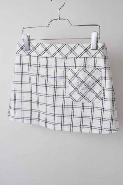 lql5-0207PENTY\'S culotte skirt white group check pattern F