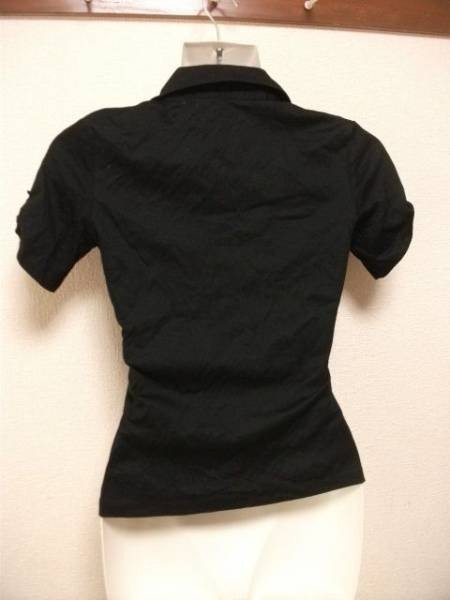 assk2-1117☆■■PROPORTION■■　半袖スキッパー　ポロシャツ　トップス　ブラック/黒　サイズ2　綿100%　日本製_画像3