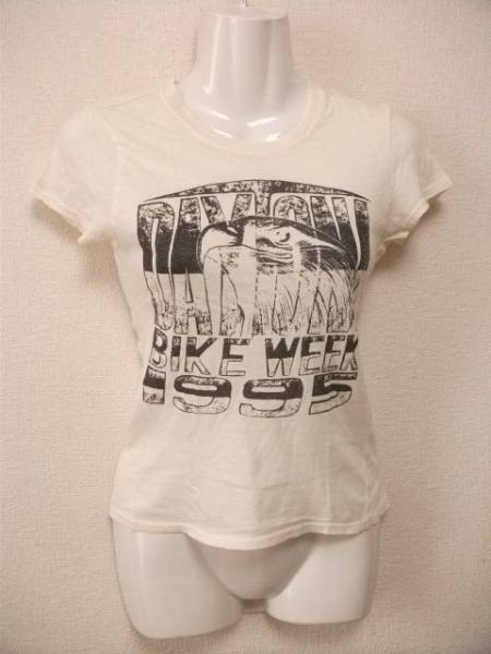 assk2-946☆RODEO-CROWNS　半袖プリントTシャツ　トップス　ホワイト系　Sサイズ　綿100%　日本製_画像1