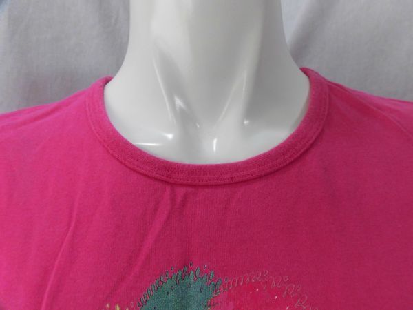 ie-541 ■　LACOSTE　■　レディース　Tシャツ　半袖　ピンク系　サイズM　濃いピンクの半袖Tシャツ_画像4